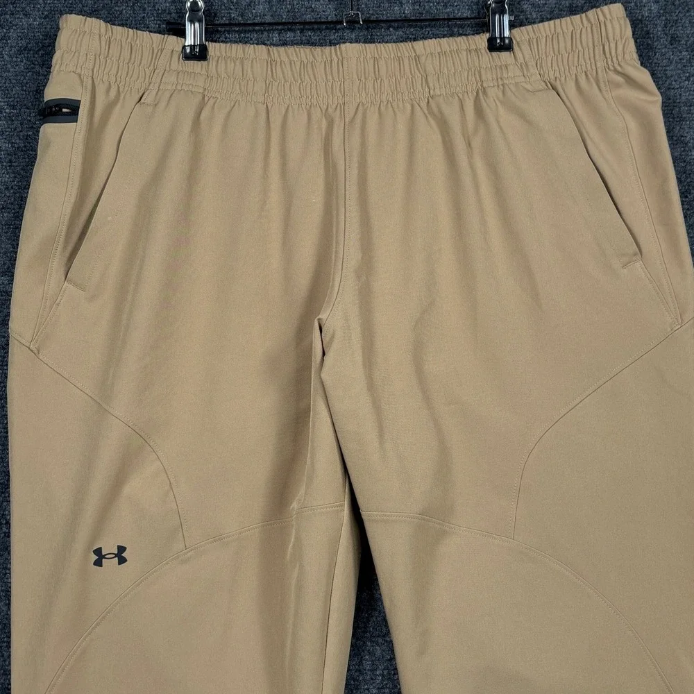 Under Armour Unstoppable Joggers Mens XL Tan Khaki Tapered Stretch Pants 1352027